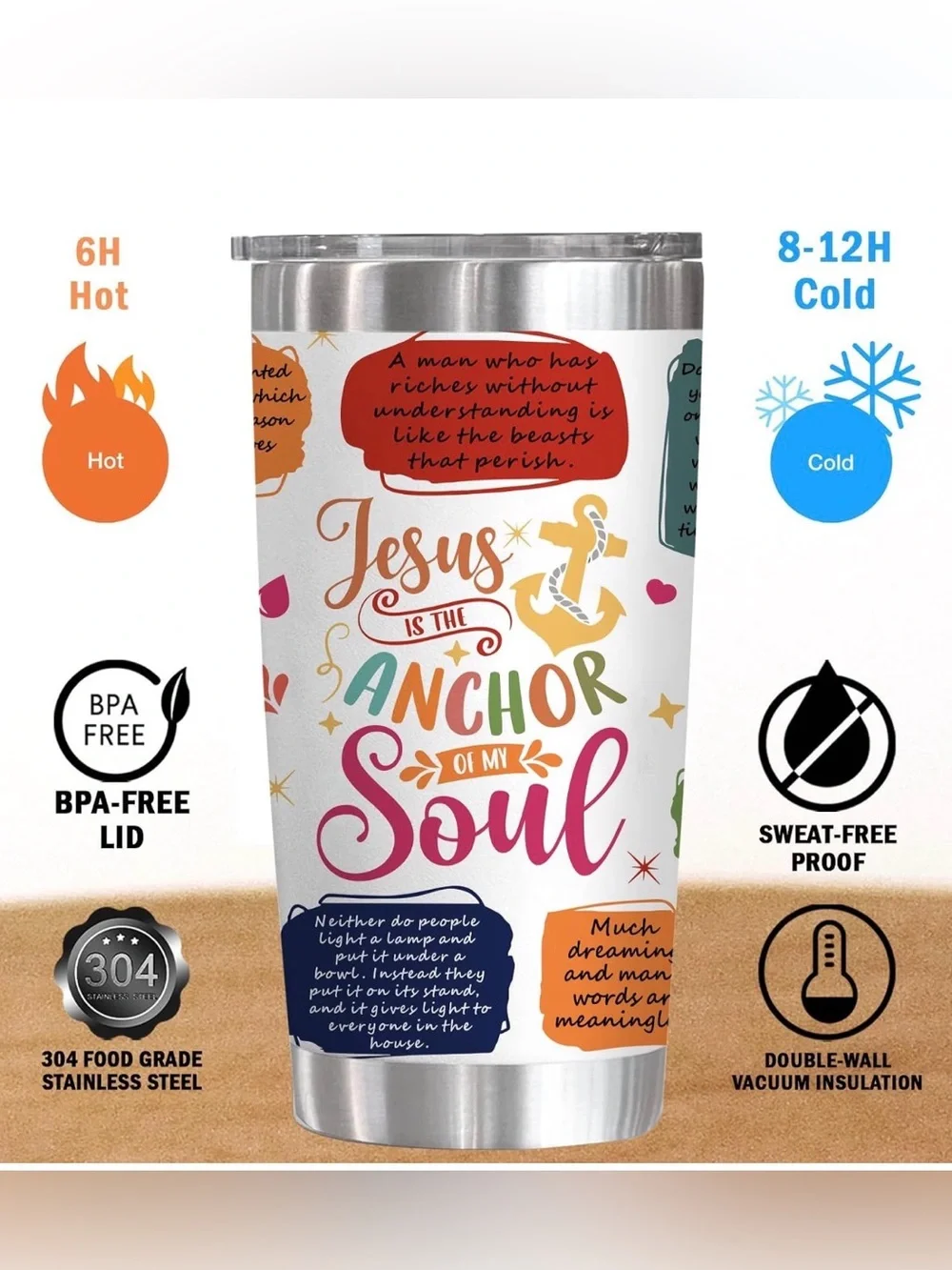 Jesus Is The Anchor of My Soul Inspirational Stainless Steel Tumbler 20oz